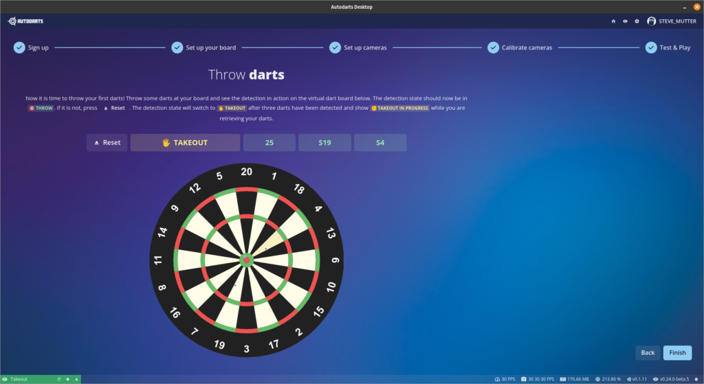 Autodarts app op dartbord